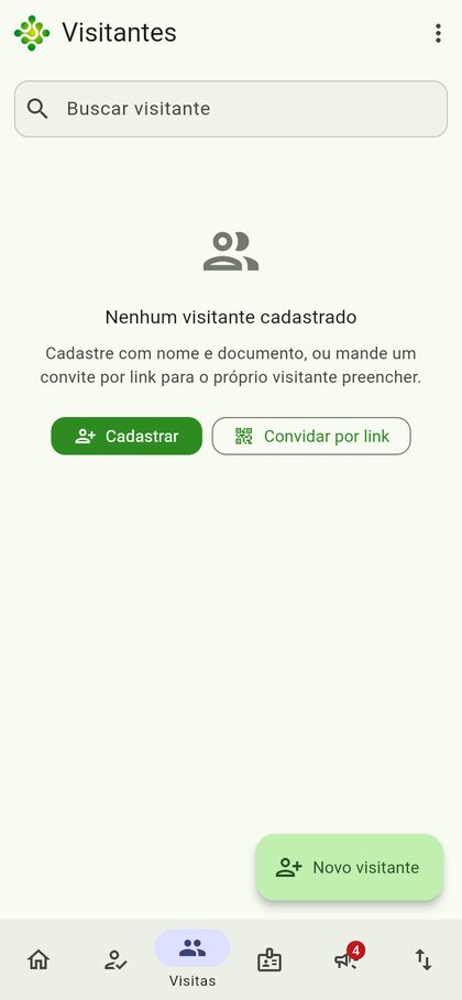 Lista de visitantes da unidade no SiriusApp