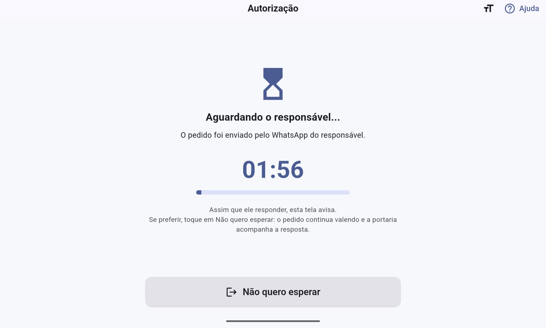 Totem aguardando a autorização do morador