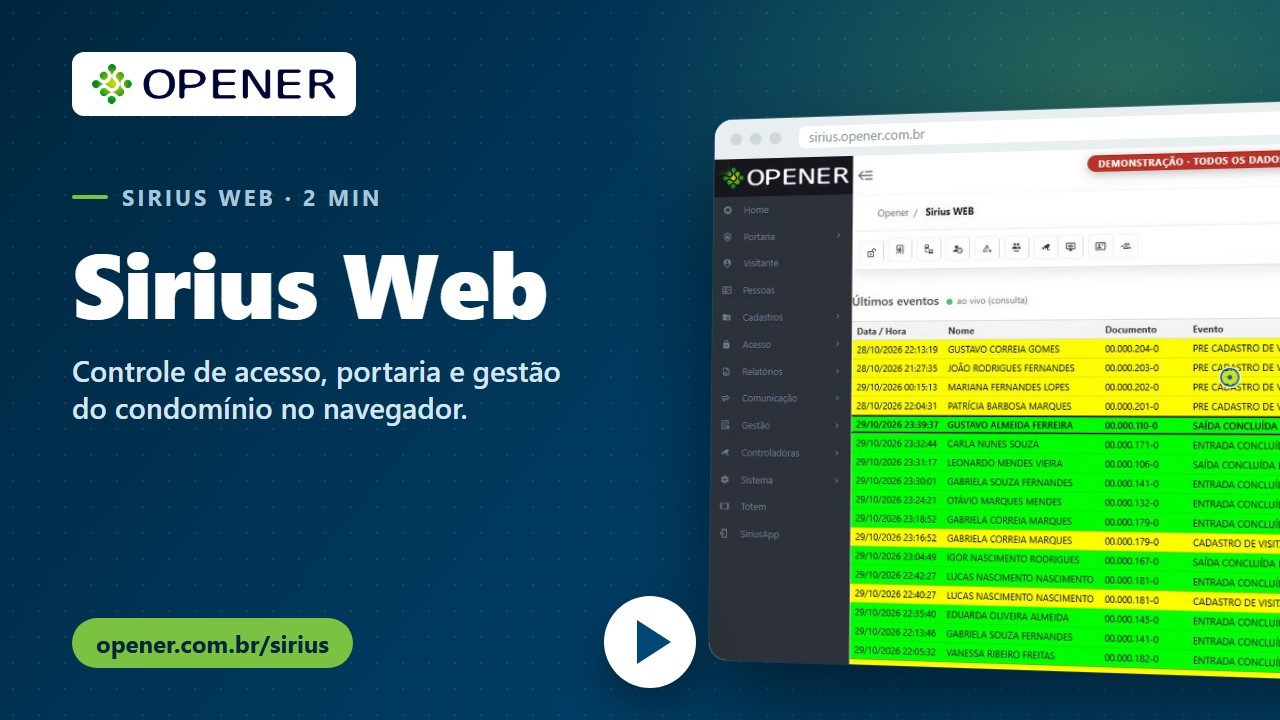 Sirius Web: controle de acesso e gestão de condomínios