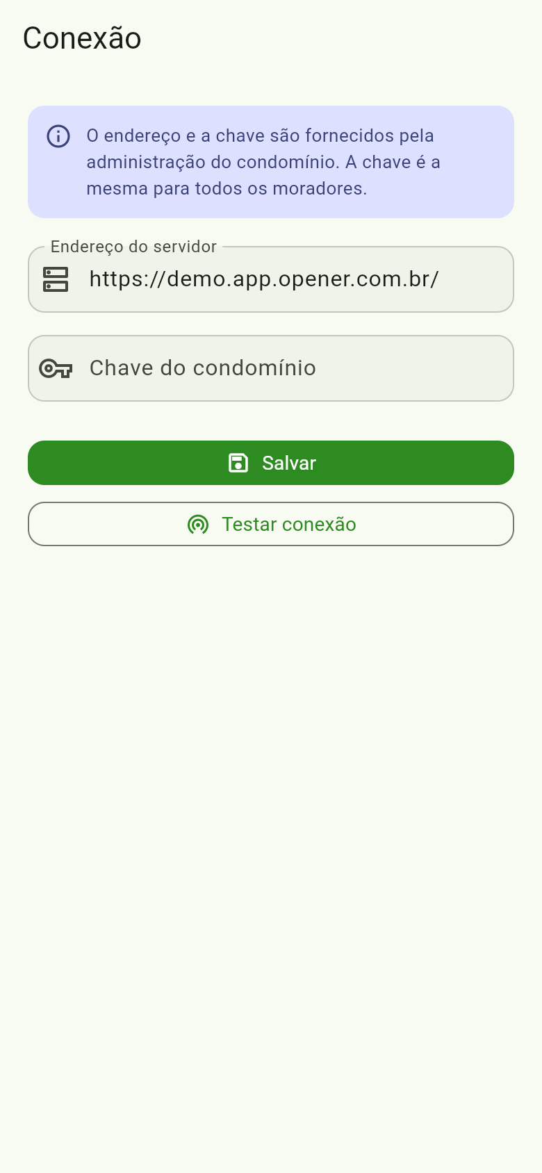 Tela de conexão