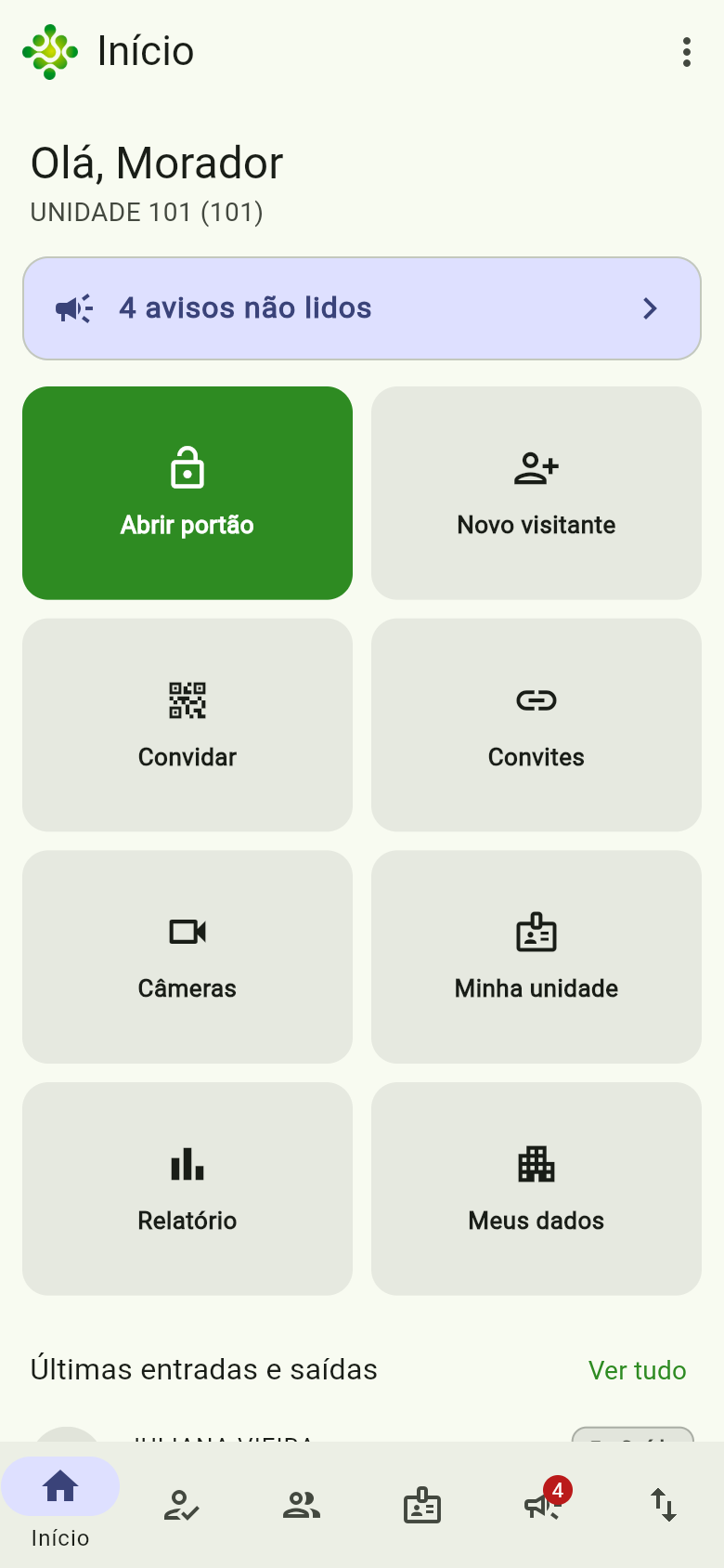 Tela inicial do app