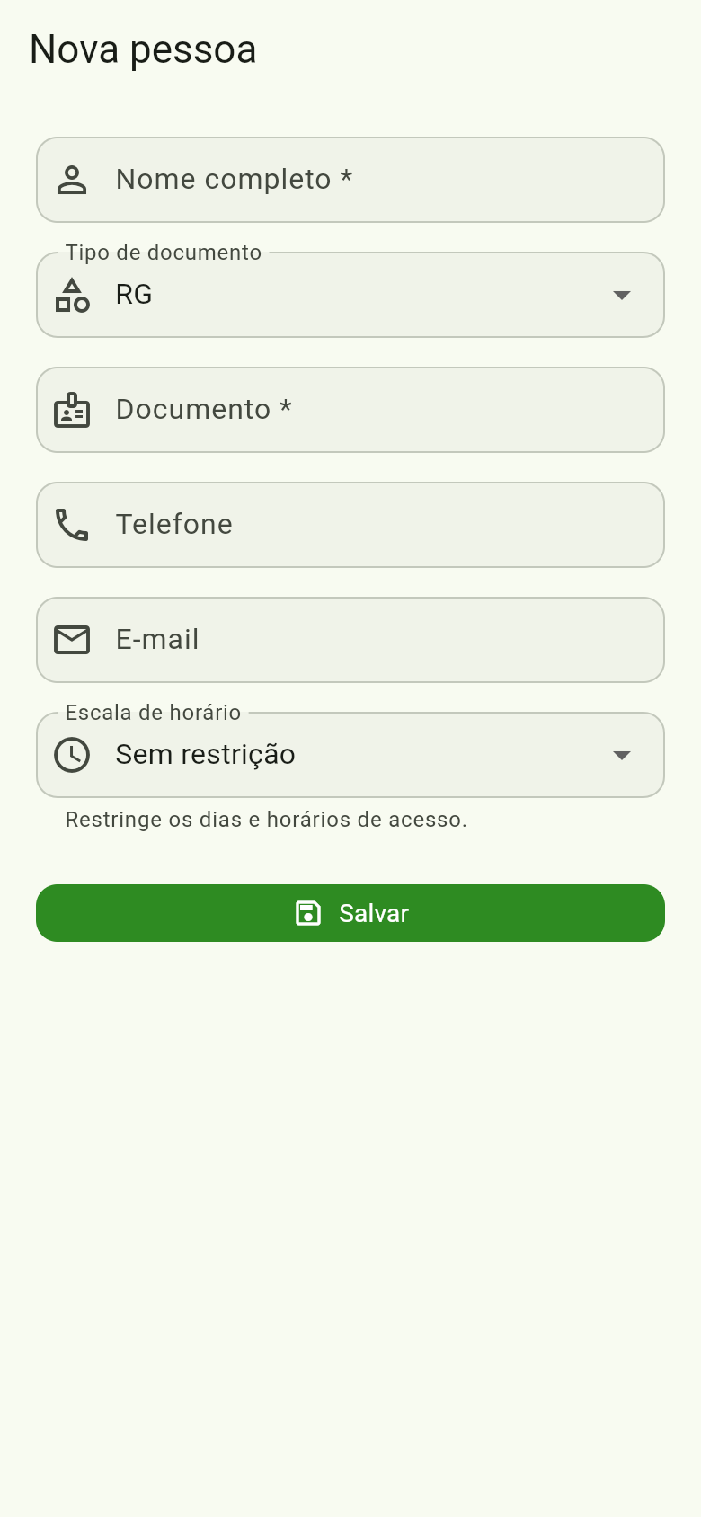 Cadastro de pessoa